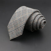 Gravata de Algodão Xadrez Tweed Cinza